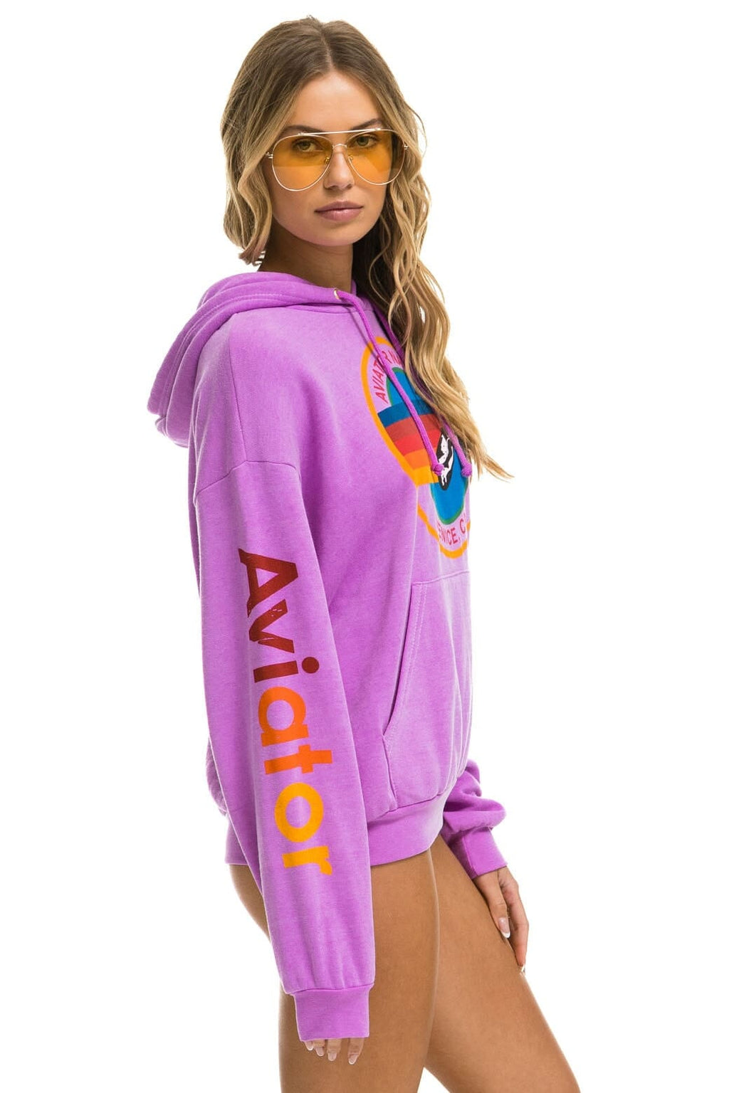AVIATOR NATION RELAXED VENICE PULLOVER HOODIE - NEON PURPLE
