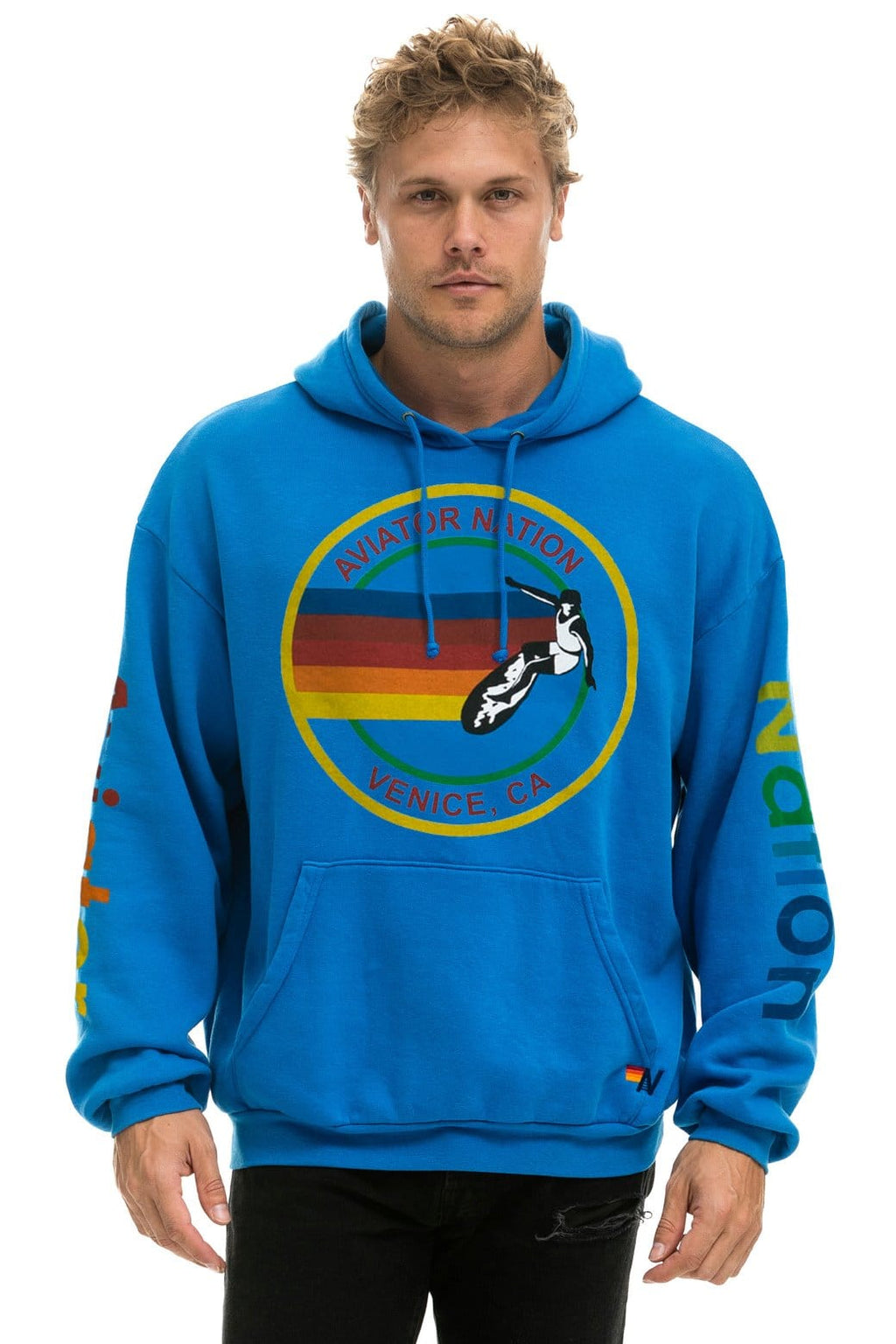 AVIATOR NATION RELAXED VENICE PULLOVER HOODIE - OCEAN