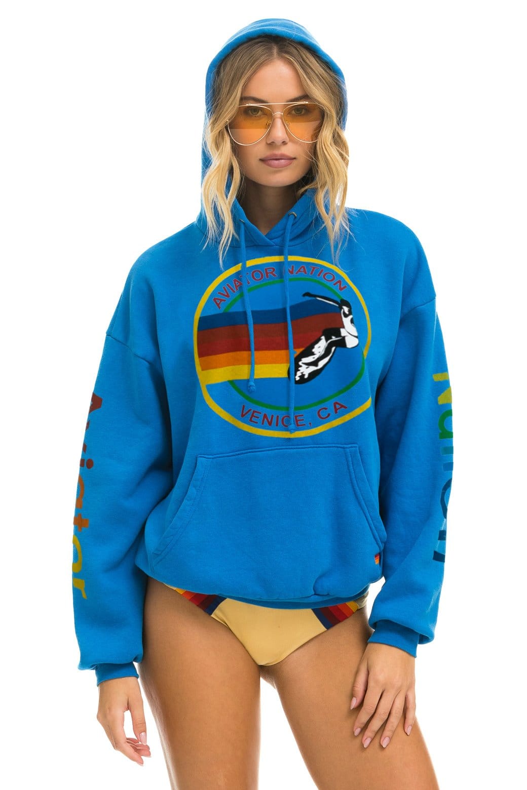 AVIATOR NATION RELAXED VENICE PULLOVER HOODIE - OCEAN