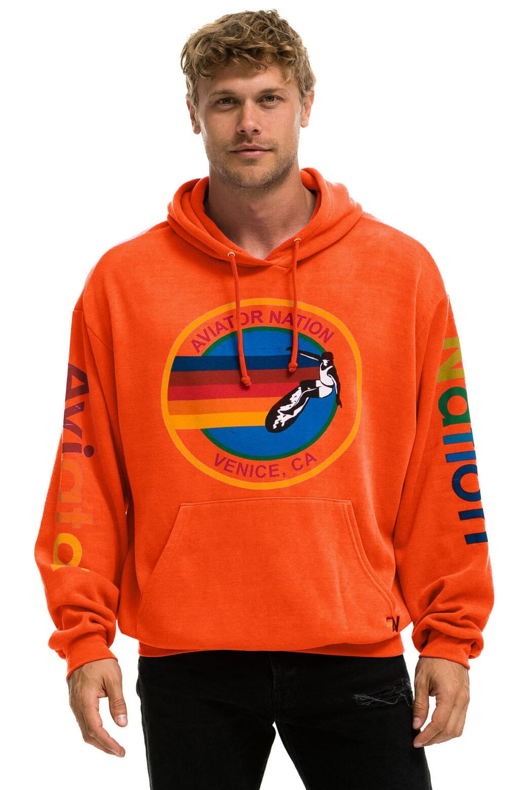 AVIATOR NATION RELAXED VENICE PULLOVER HOODIE - ORANGE