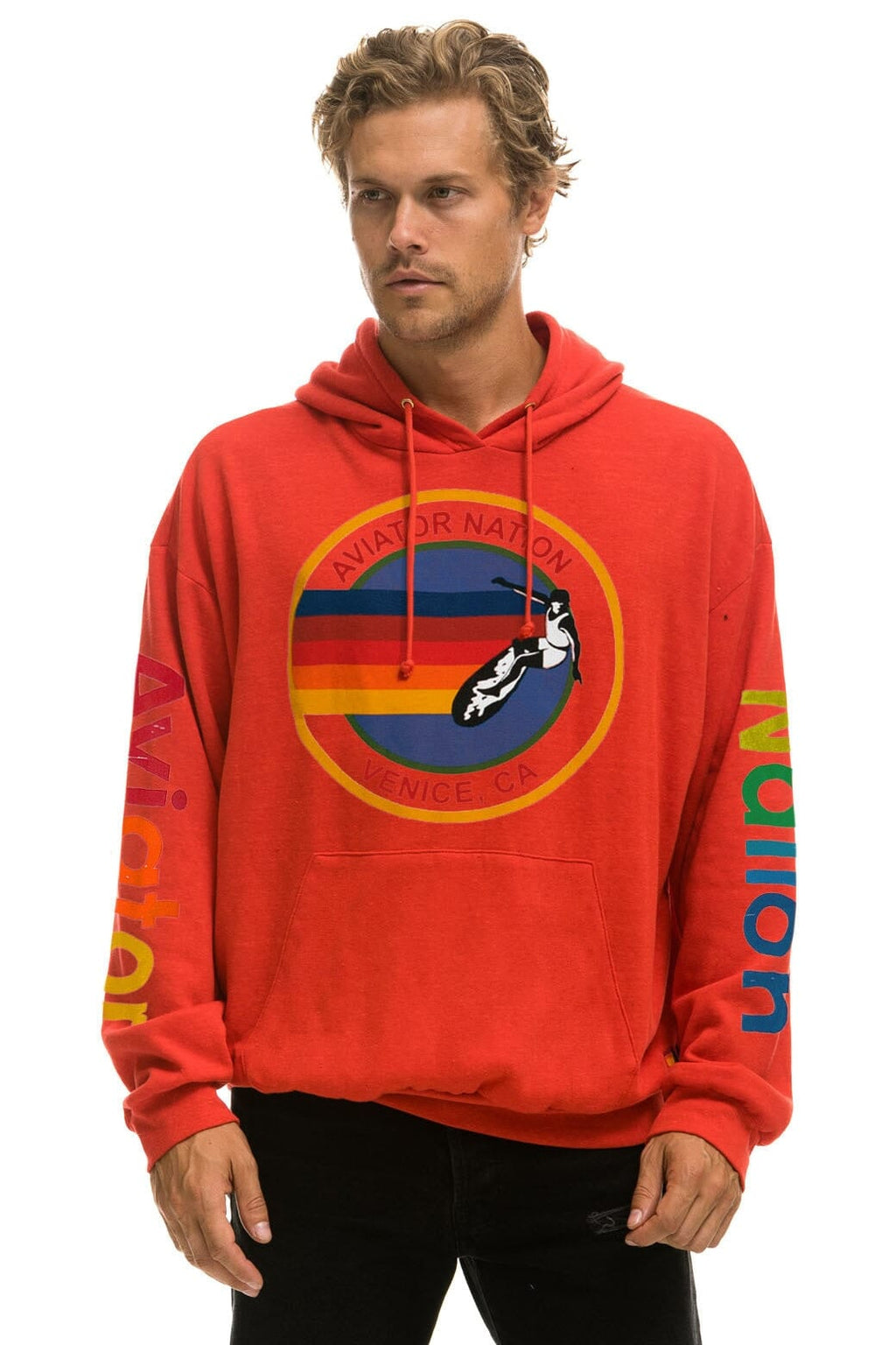 AVIATOR NATION RELAXED VENICE PULLOVER HOODIE - RED