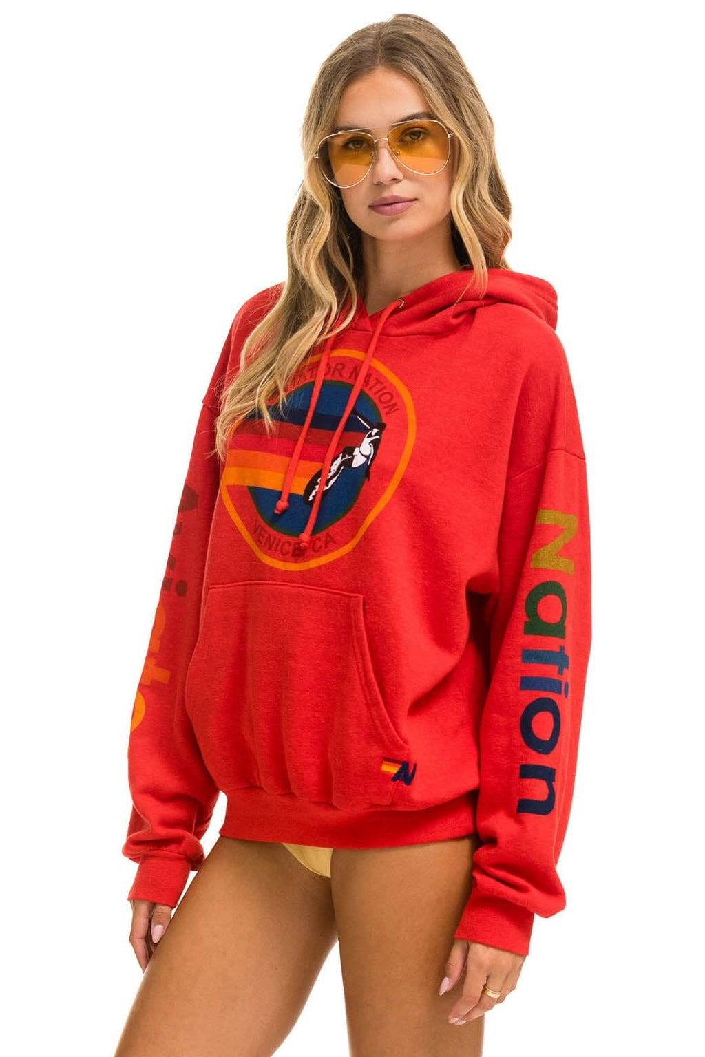AVIATOR NATION RELAXED VENICE PULLOVER HOODIE - RED