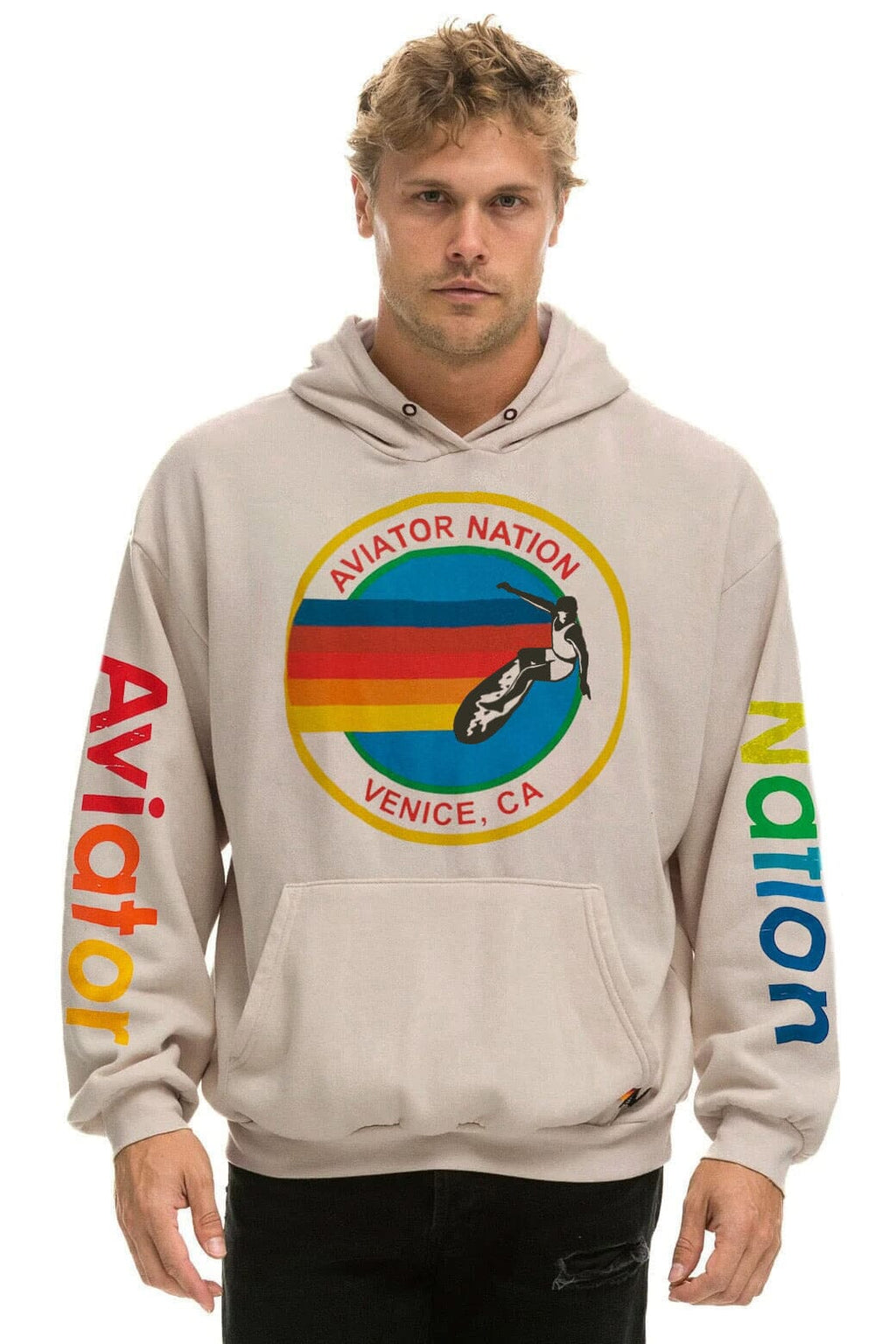 AVIATOR NATION RELAXED VENICE PULLOVER HOODIE - SAND