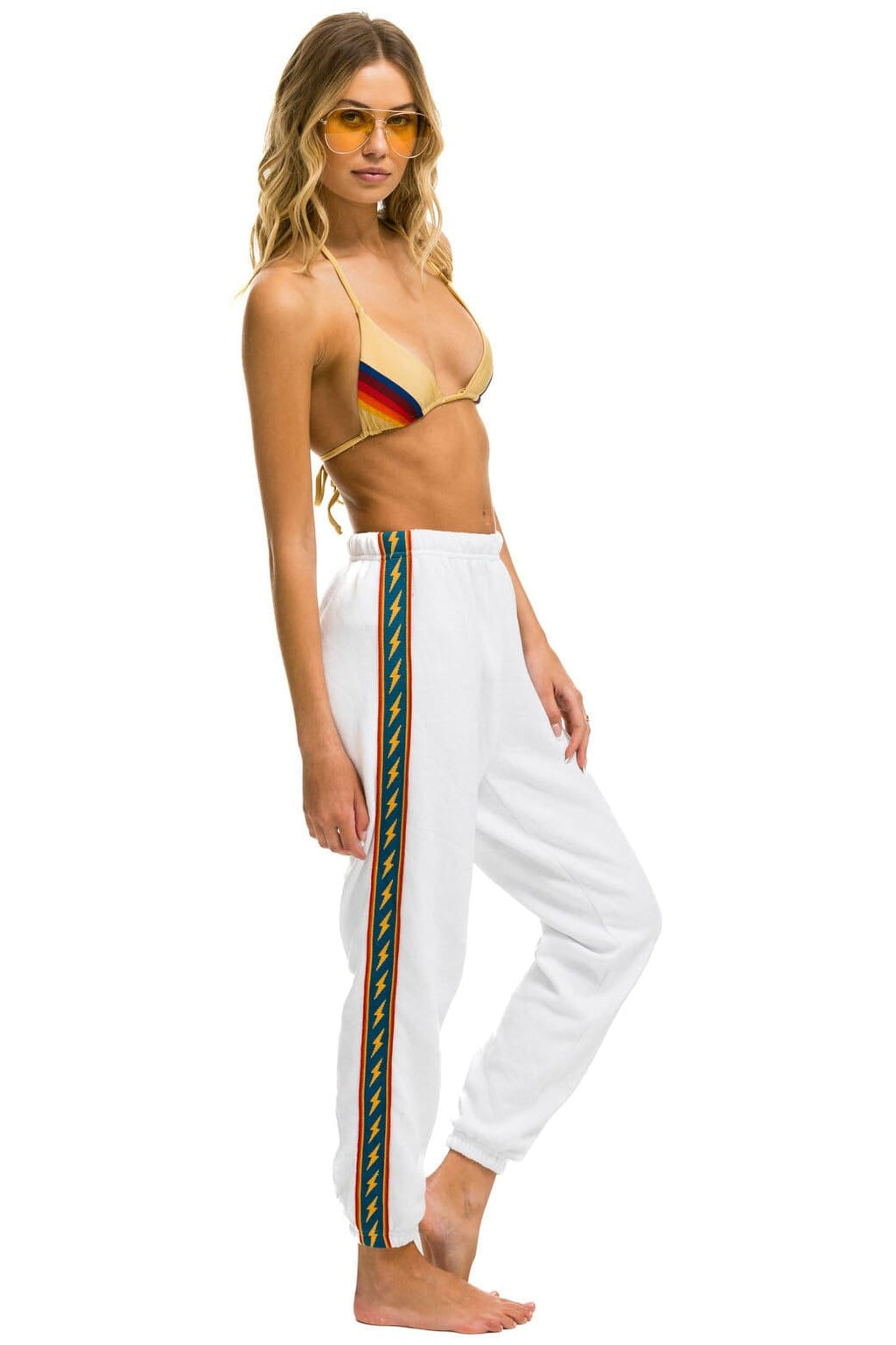 BOLT STRIPE SWEATPANTS - WHITE