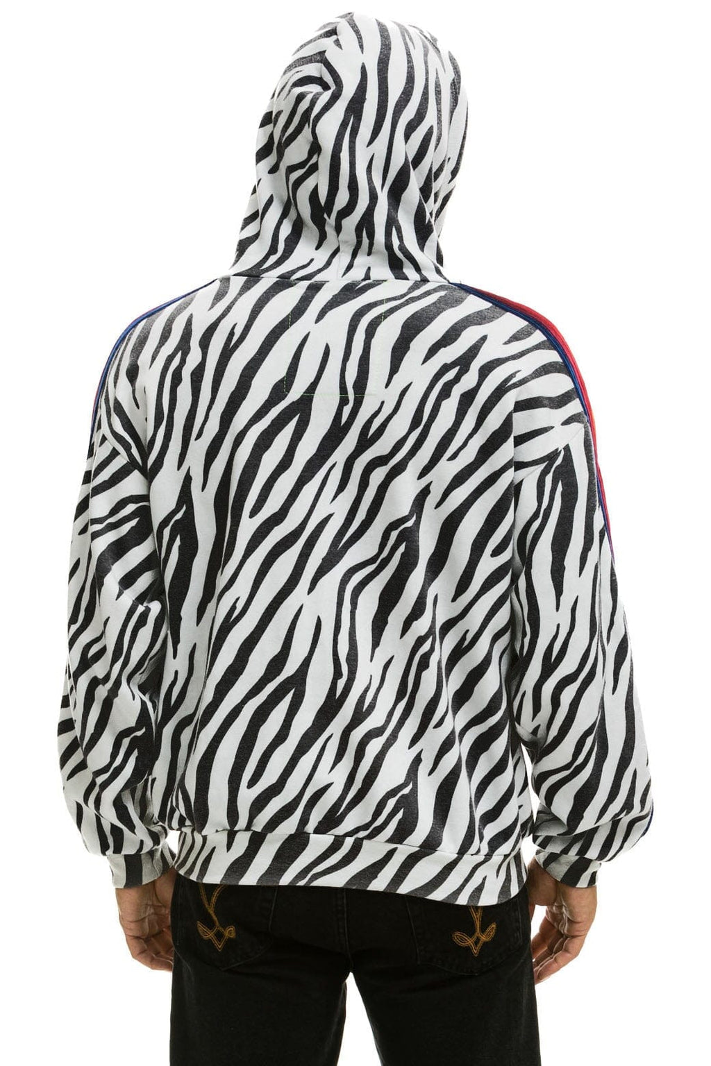 CLASSIC RELAXED ZIP HOODIE WITH POCKETS - ZEBRA