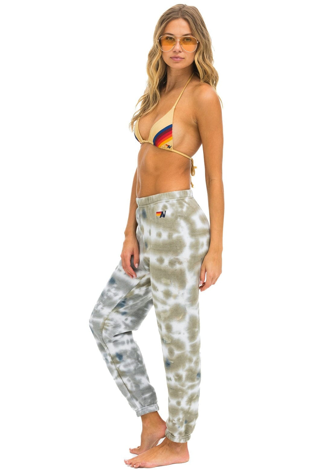 HAND DYED SWEATPANTS - TIE DYE GREY //  OLIVE