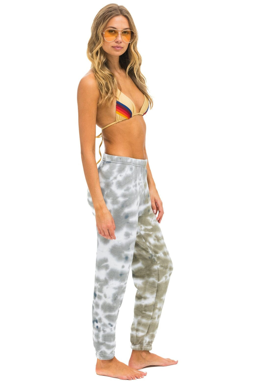 HAND DYED SWEATPANTS - TIE DYE GREY //  OLIVE