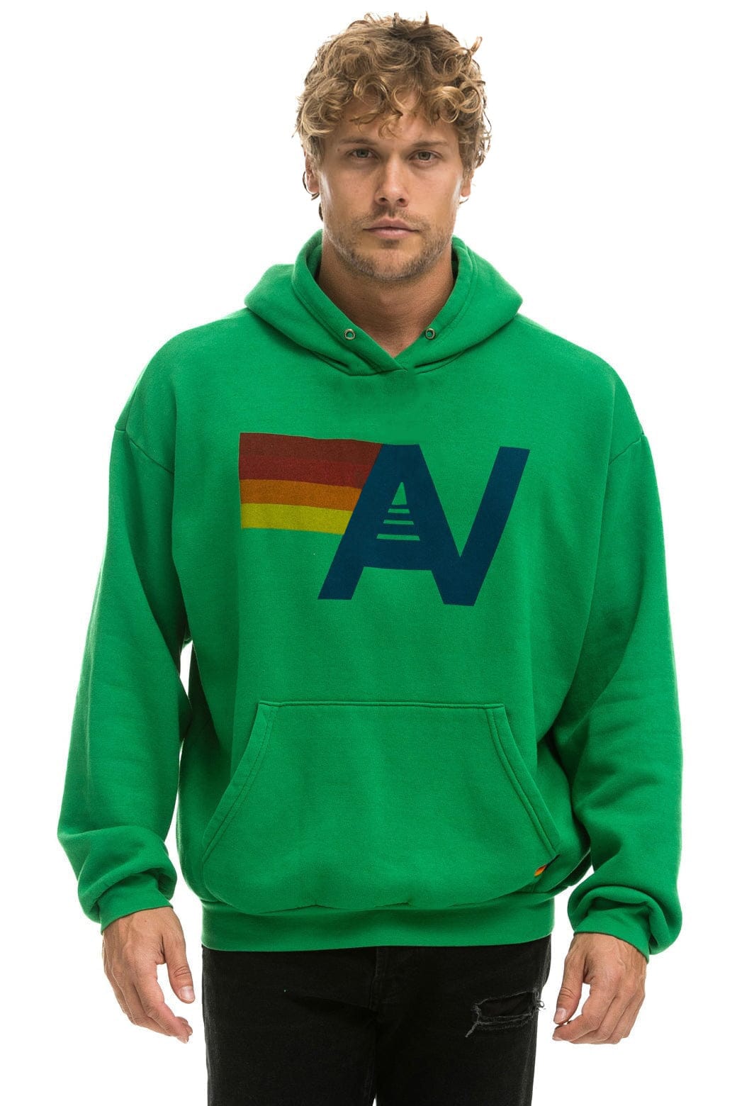 LOGO PULLOVER RELAXED HOODIE - KELLY GREEN