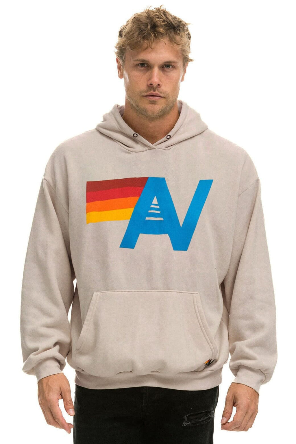 LOGO PULLOVER RELAXED HOODIE - SAND