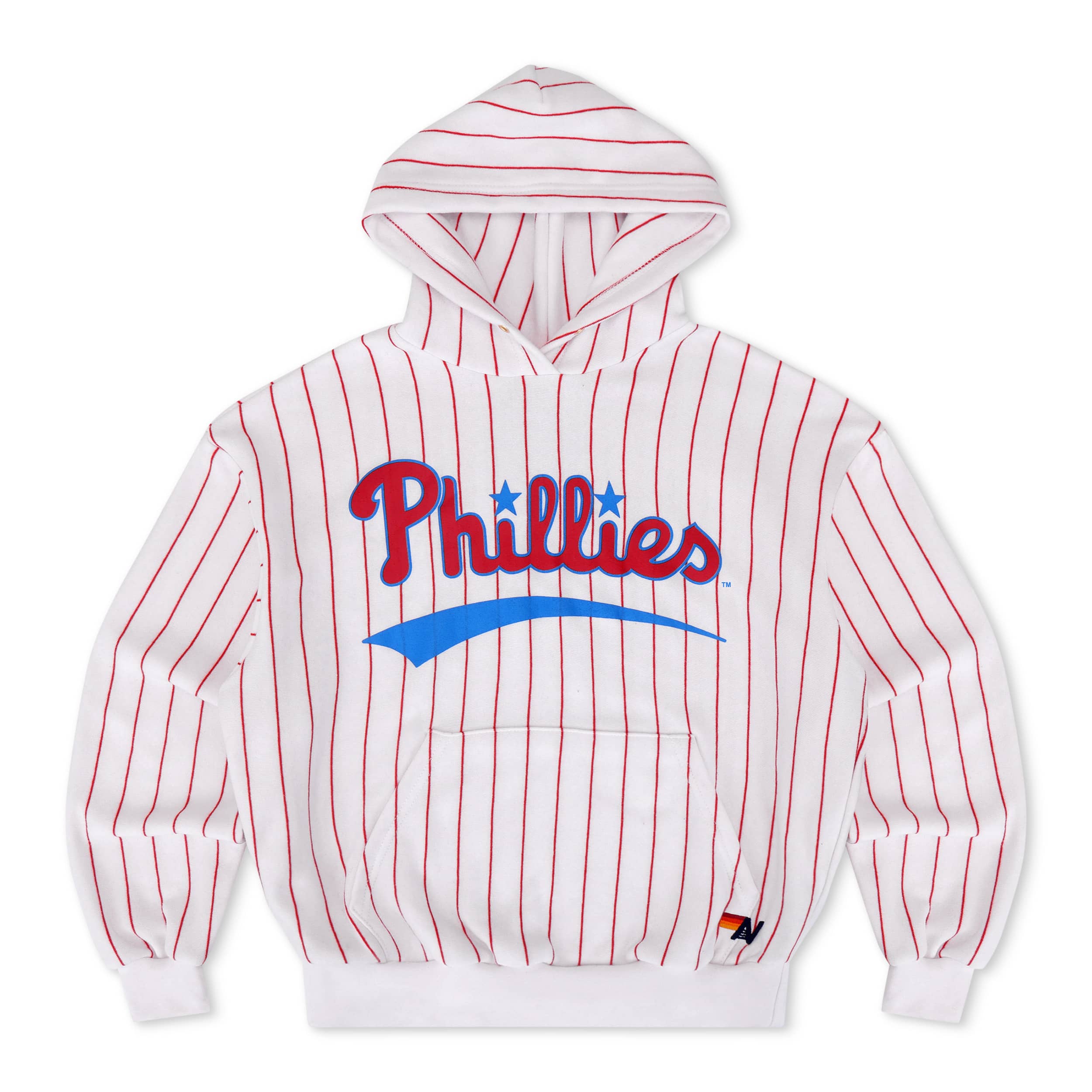 PHILADELPHIA PHILLIES PINSTRIPE 2026 RELAXED PULLOVER HOODIE - WHITE // RED