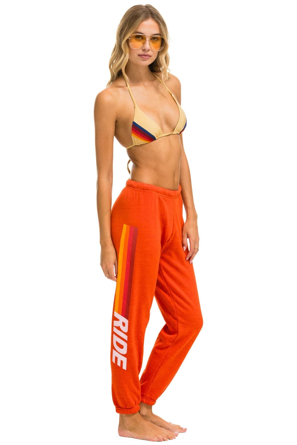 RIDE LOGO WHITE SWEATPANTS - ORANGE
