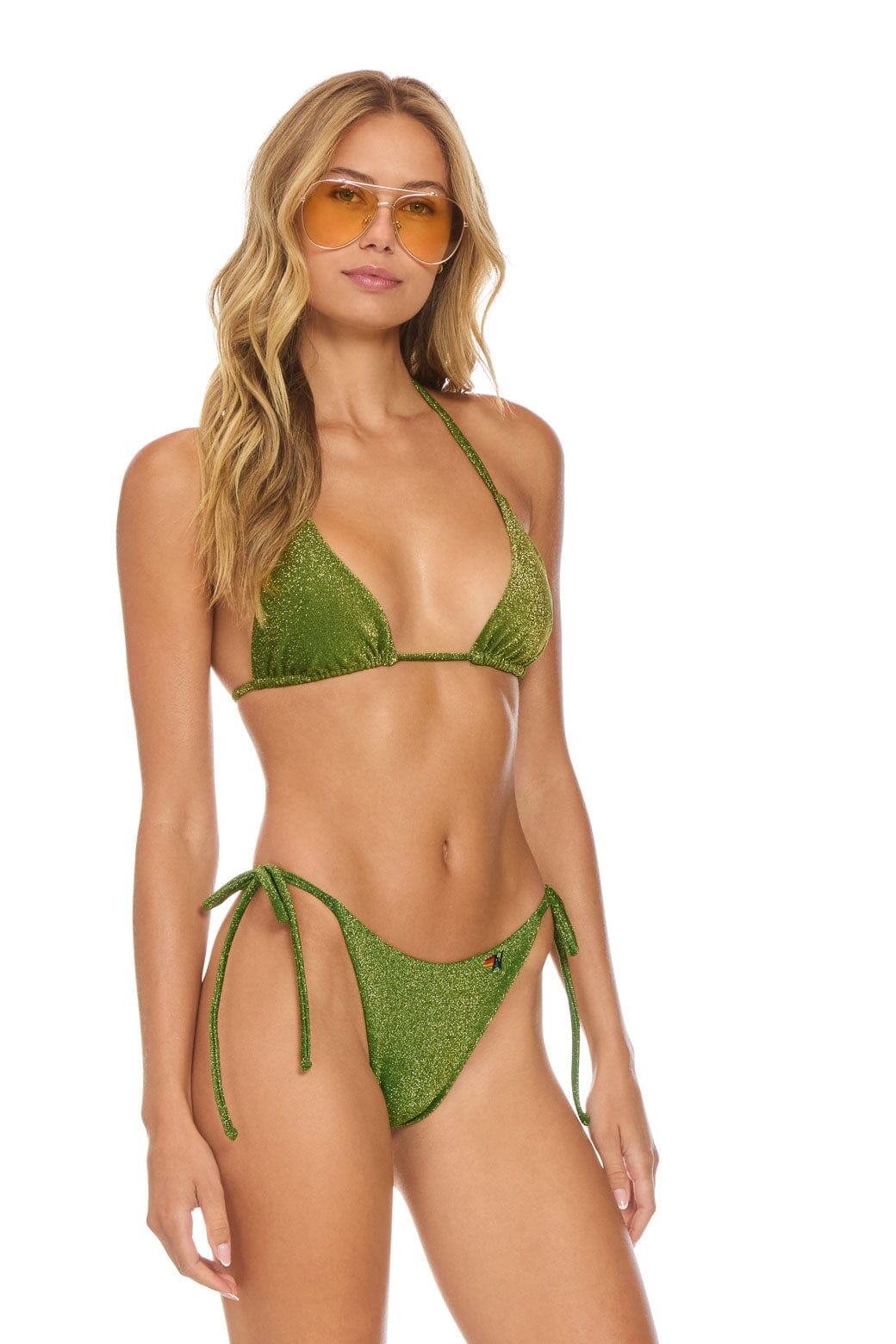 SPARKLE TURKS TRIANGLE BIKINI TOP - ARMY