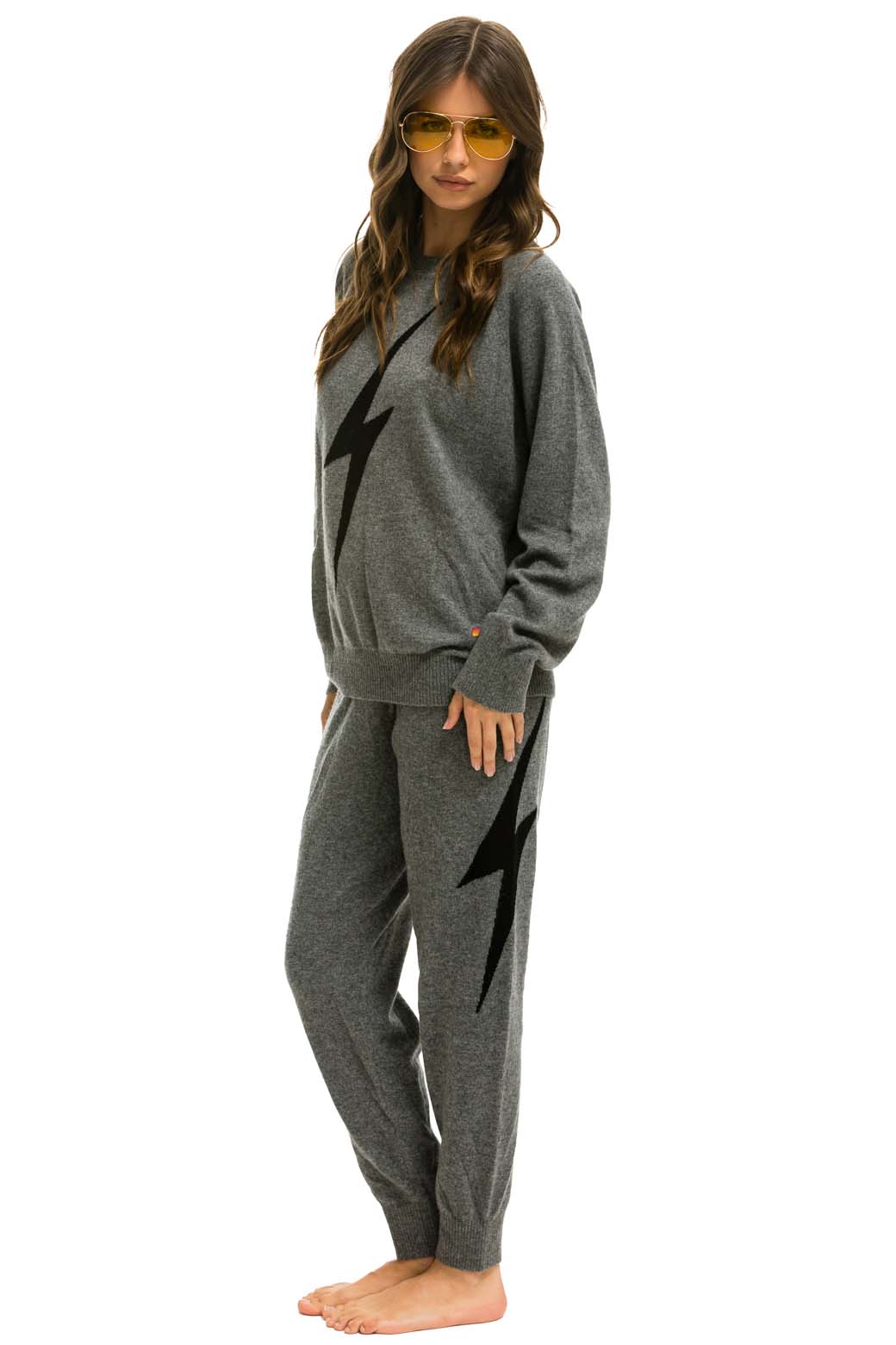 BOLT CASHMERE LIGHT SWEATER PANT - DEEP HEATHER // BLACK BOLT